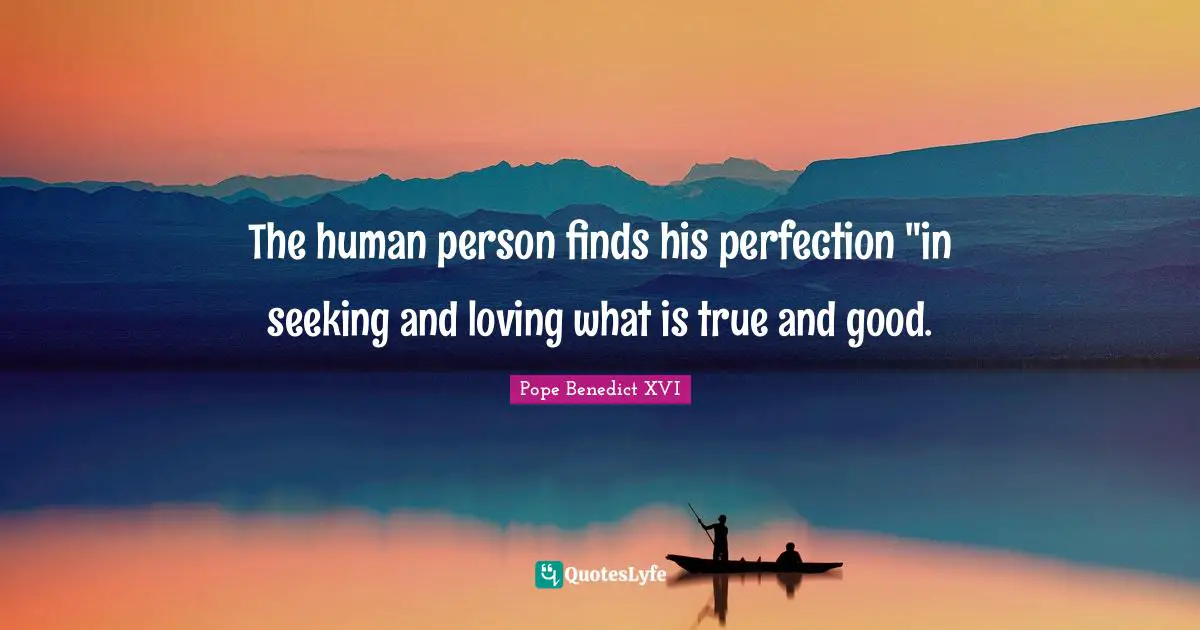 The human person finds his perfection "in seeking and loving what is true and good.