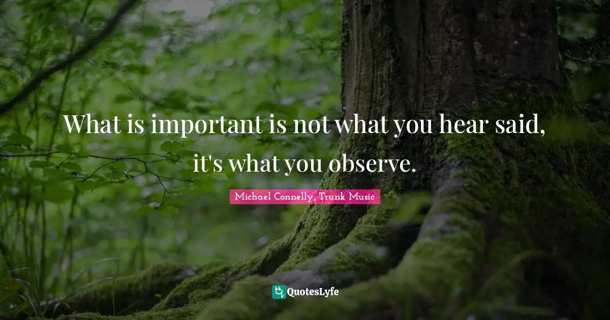 What is important is not what you hear said, it's what you observe.