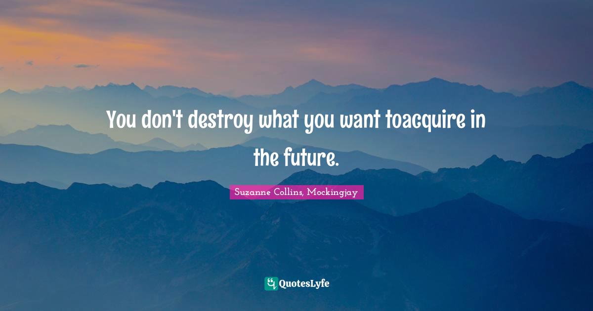 You don't destroy what you want toacquire in the future.