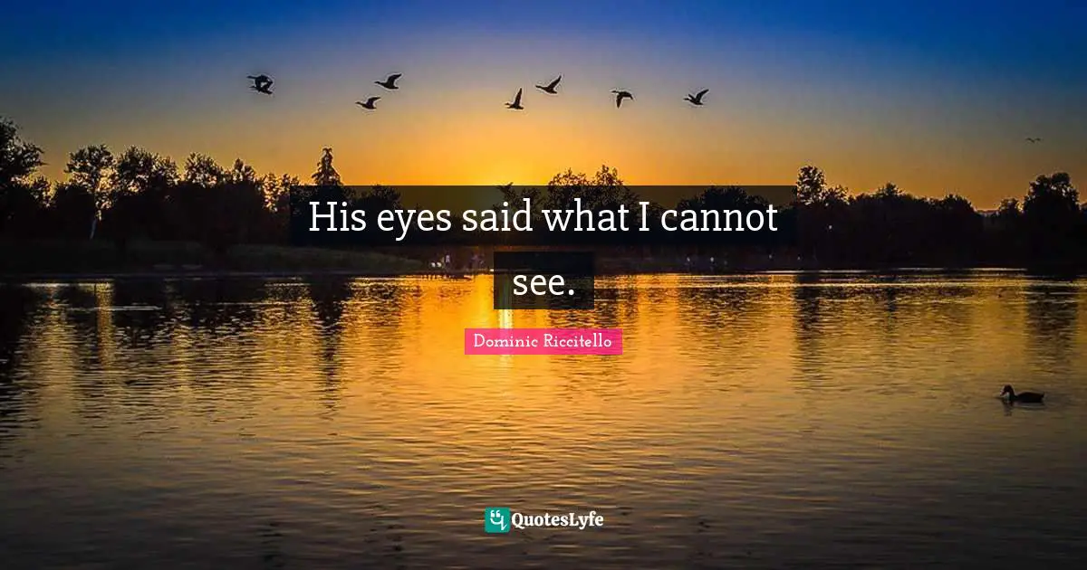 His eyes said what I cannot see.