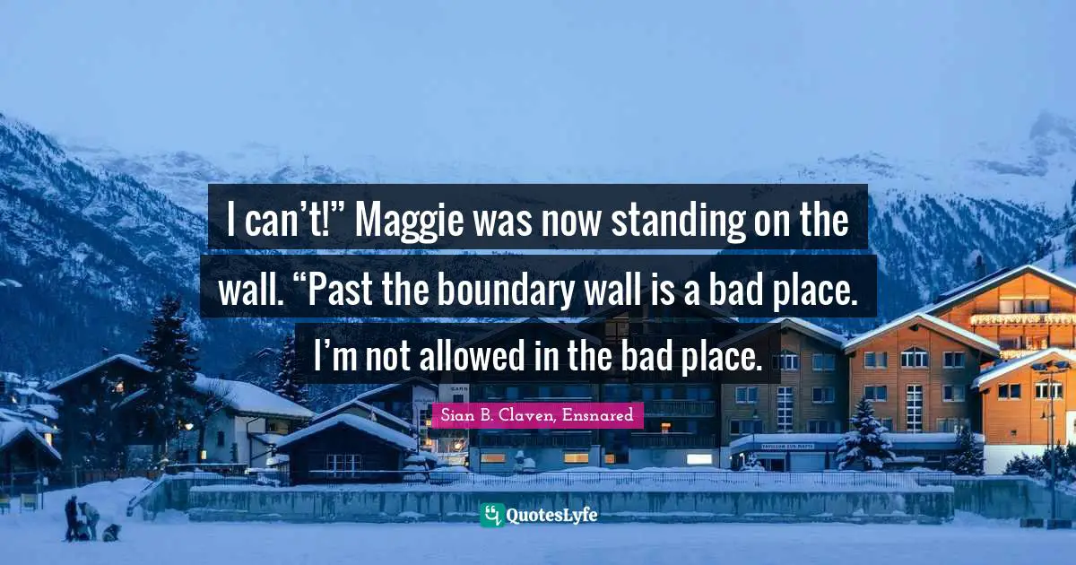 I can’t!” Maggie was now standing on the wall. “Past the boundary wall is a bad place. I’m not allowed in the bad place.