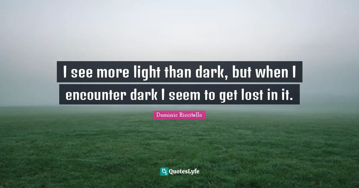 I see more light than dark, but when I encounter dark I seem to get lost in it.