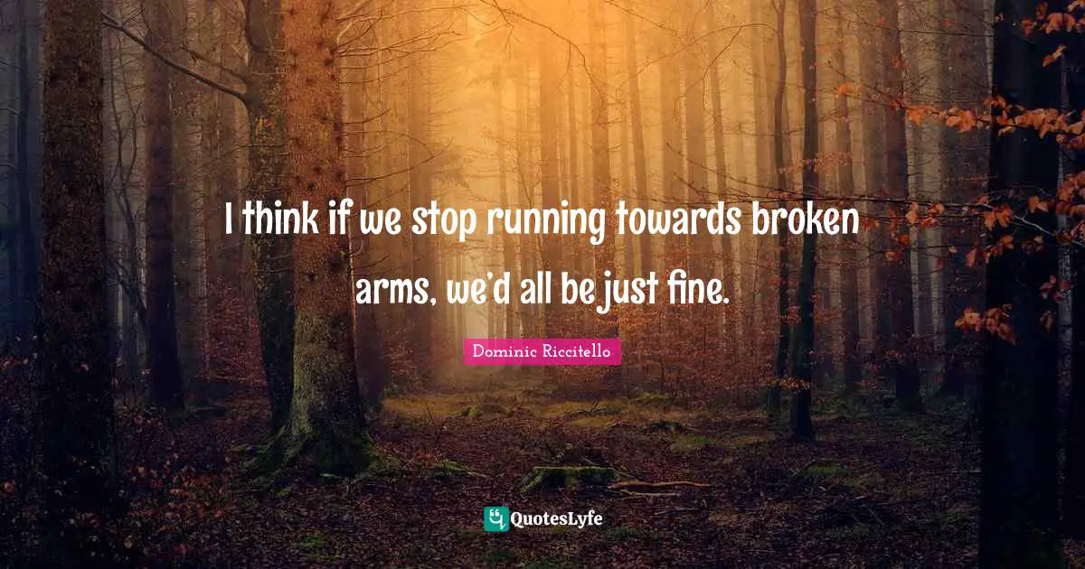 Dominic Riccitello Quotes: I think if we stop running towards broken arms, we’d all be just fine.