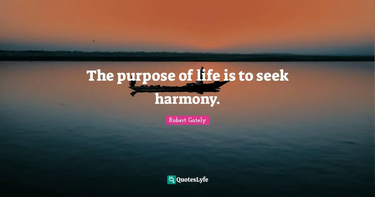 The purpose of life is to seek harmony.