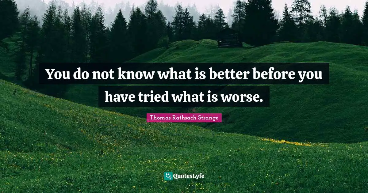 You do not know what is better before you have tried what is worse.