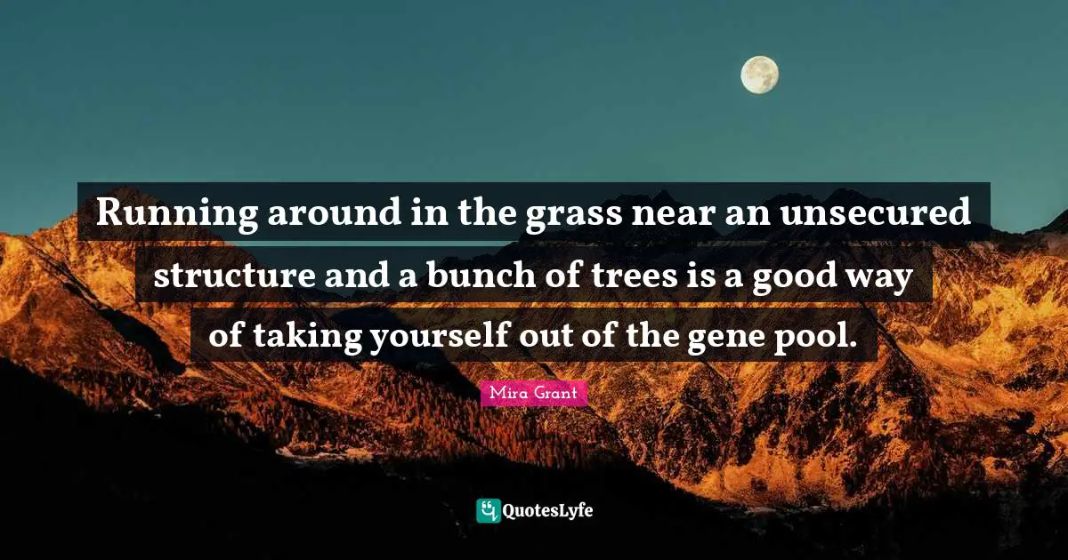 Running around in the grass near an unsecured structure and a bunch of trees is a good way of taking yourself out of the gene pool.