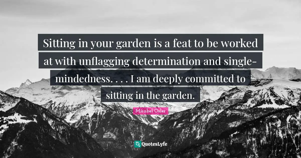 Sitting in your garden is a feat to be worked at with unflagging determination and single-mindedness. . . . I am deeply committed to sitting in the garden.
