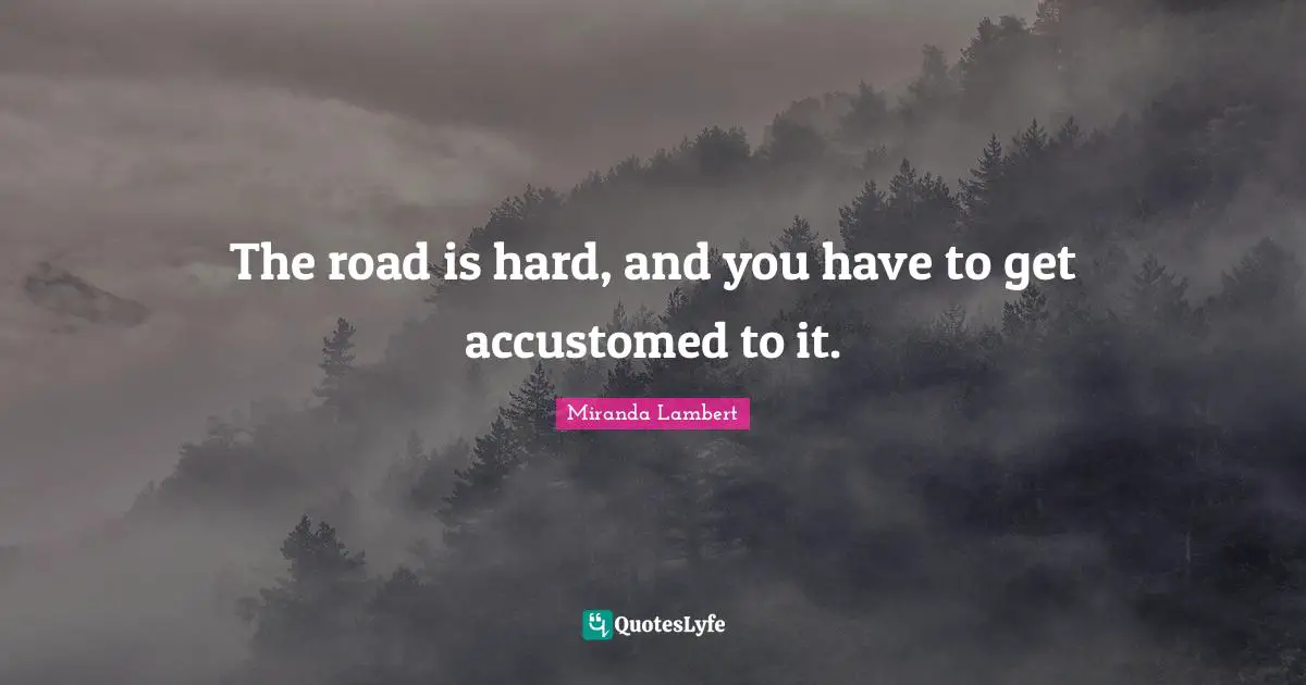 Accustomed Quotes: "The road is hard, and you have to get accustomed to it."