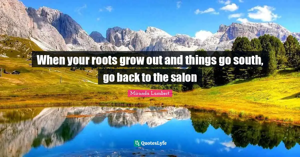 Miranda Lambert Quotes: "When your roots grow out and things go south, go back to the salon"