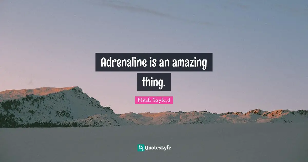 Adrenaline is an amazing thing.