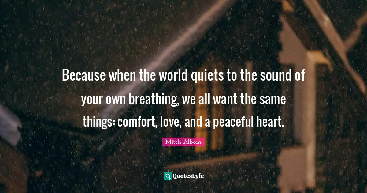 Because when the world quiets to the sound of your own breathing, we all want the same things: comfort, love, and a peaceful heart.