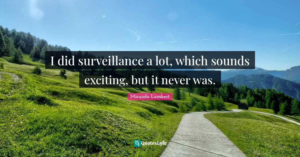 Miranda Lambert Quotes: "I did surveillance a lot, which sounds exciting, but it never was."