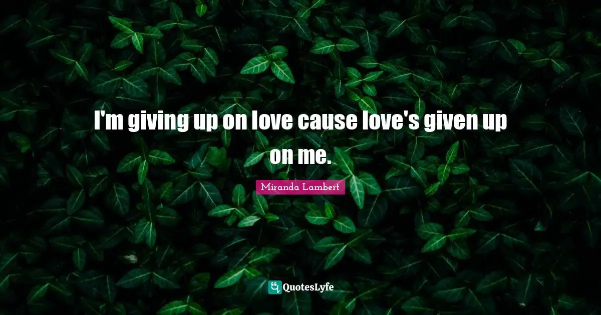 I'm giving up on love cause love's given up on me.