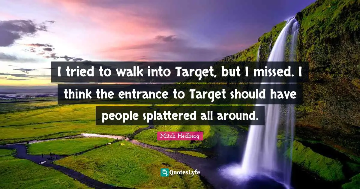 I tried to walk into Target, but I missed. I think the entrance to Target should have people splattered all around.
