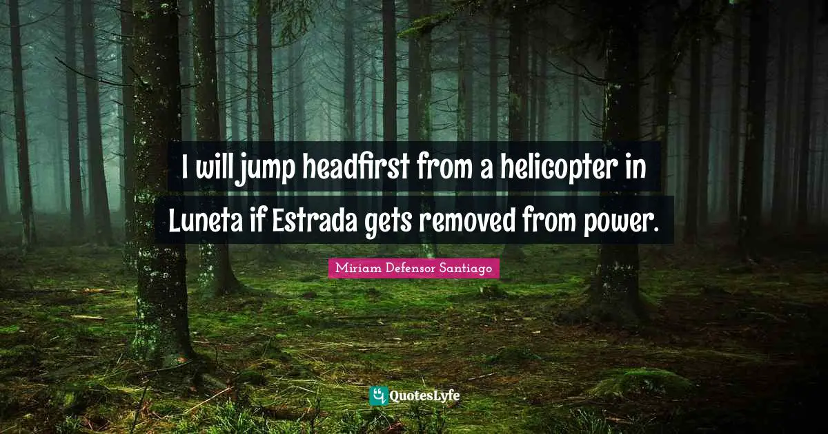 I will jump headfirst from a helicopter in Luneta if Estrada gets removed from power.