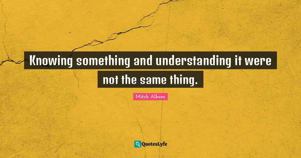 Knowing something and understanding it were not the same thing.