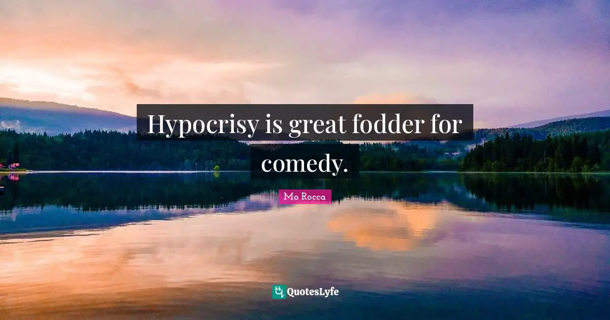 Hypocrisy is great fodder for comedy.