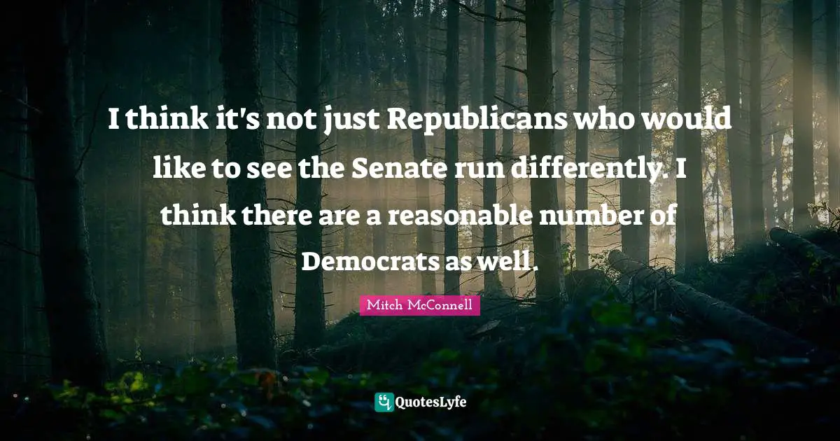 I think it's not just Republicans who would like to see the Senate run differently. I think there are a reasonable number of Democrats as well.