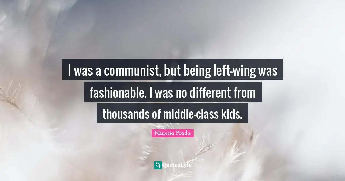 I was a communist, but being left-wing was fashionable. I was no different from thousands of middle-class kids.