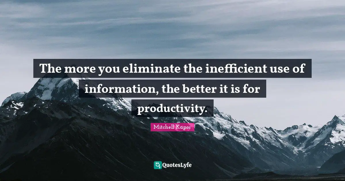 The more you eliminate the inefficient use of information, the better it is for productivity.