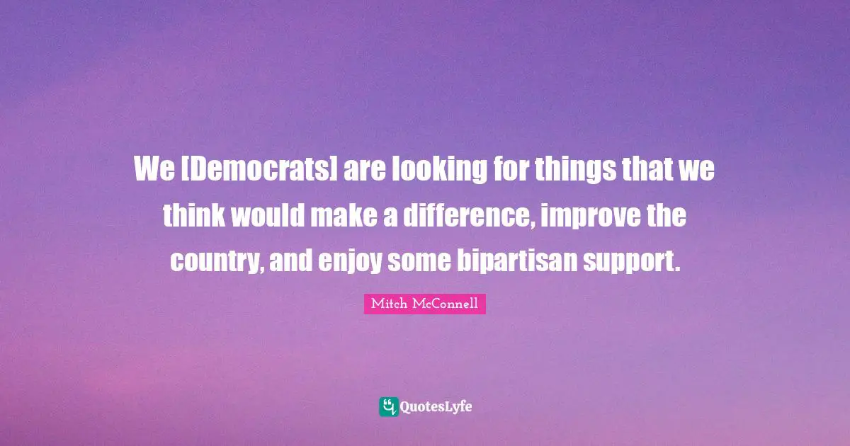 We [Democrats] are looking for things that we think would make a difference, improve the country, and enjoy some bipartisan support.