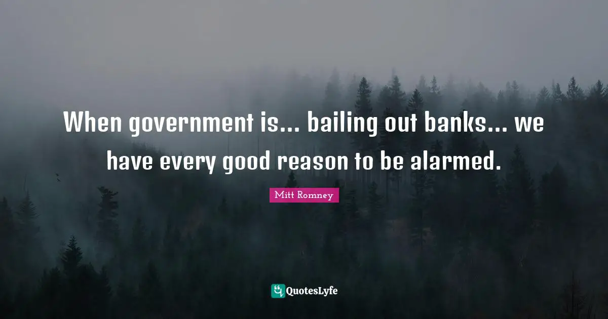 When government is... bailing out banks... we have every good reason to be alarmed.