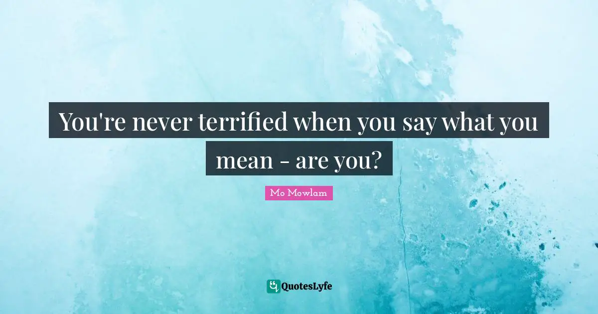 Terrified Quotes: "You're never terrified when you say what you mean - are you?"