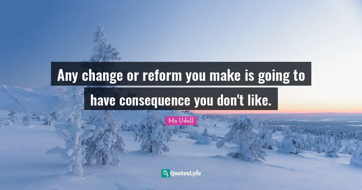 Any change or reform you make is going to have consequence you don't like.