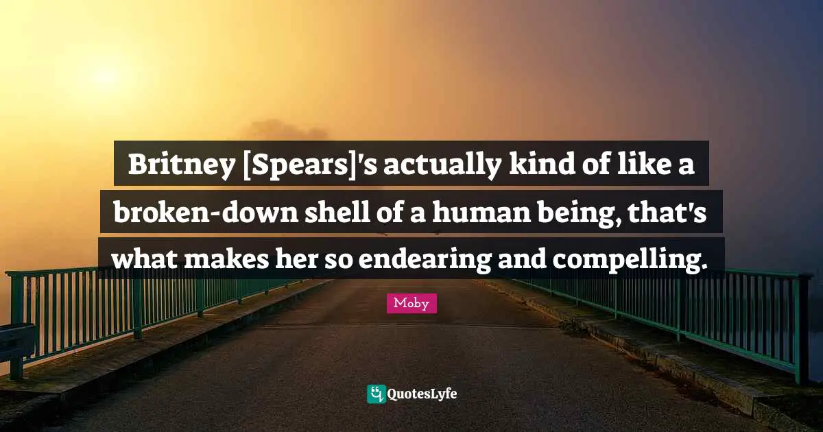 Britney [Spears]'s actually kind of like a broken-down shell of a human being, that's what makes her so endearing and compelling.