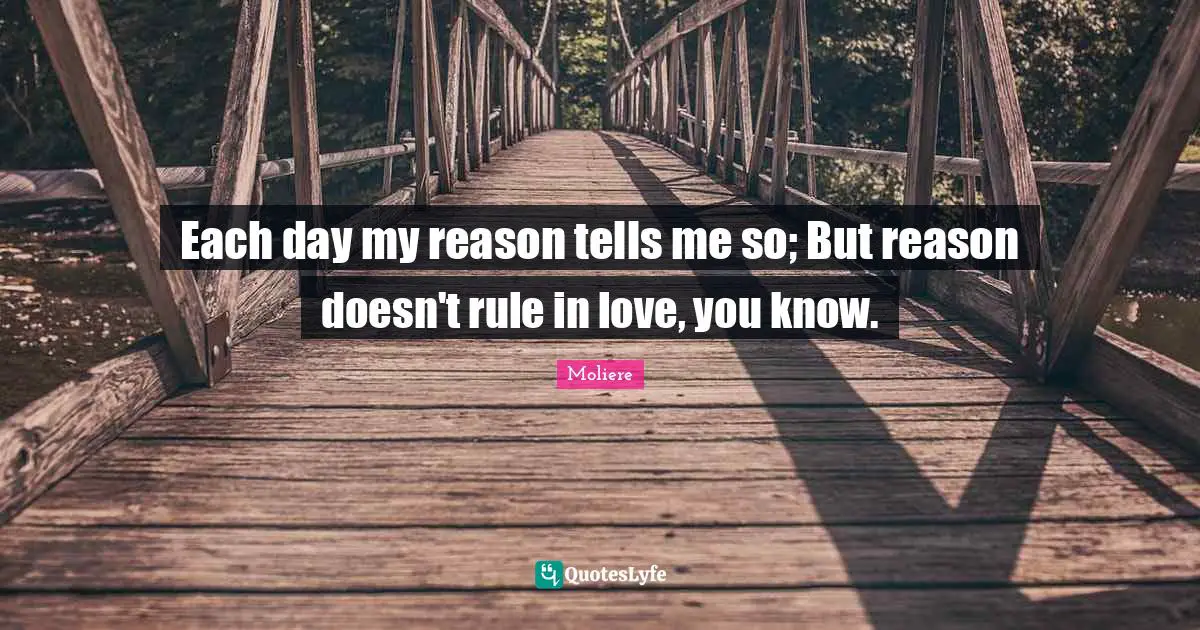 Each day my reason tells me so; But reason doesn't rule in love, you know.