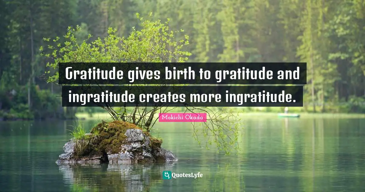 Ingratitude Quotes: "Gratitude gives birth to gratitude and ingratitude creates more ingratitude."