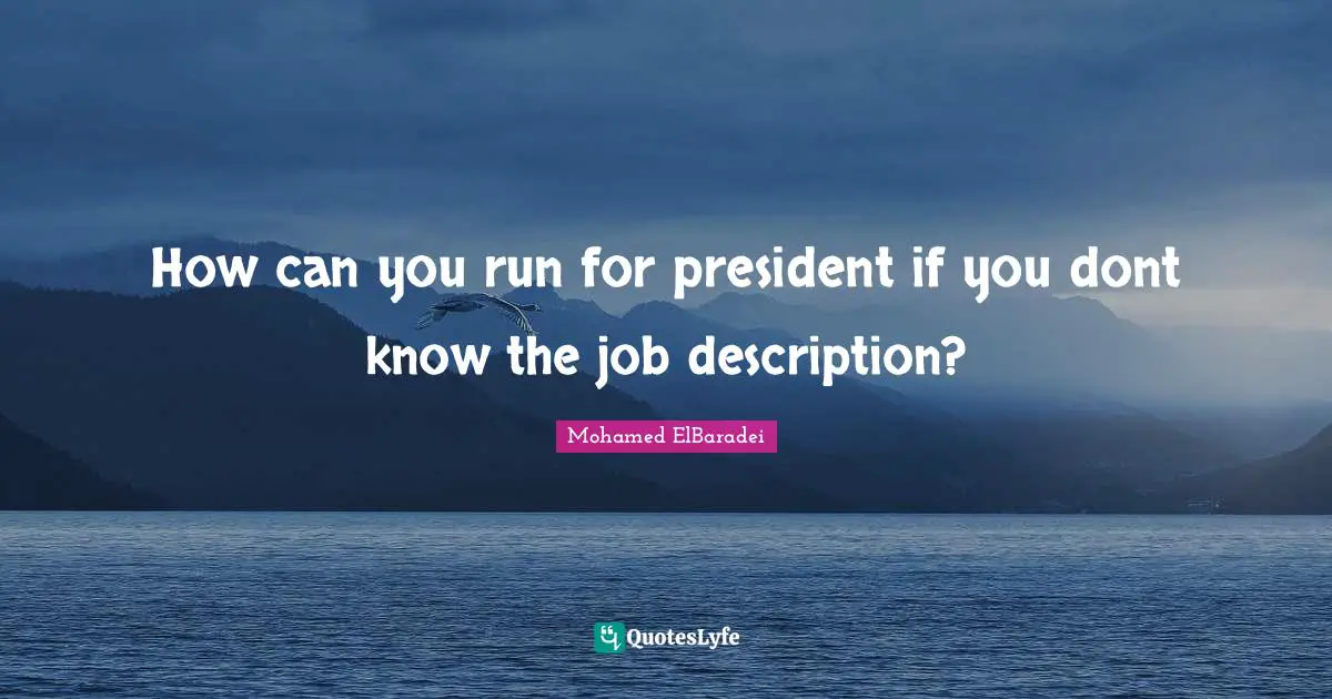 How can you run for president if you dont know the job description?