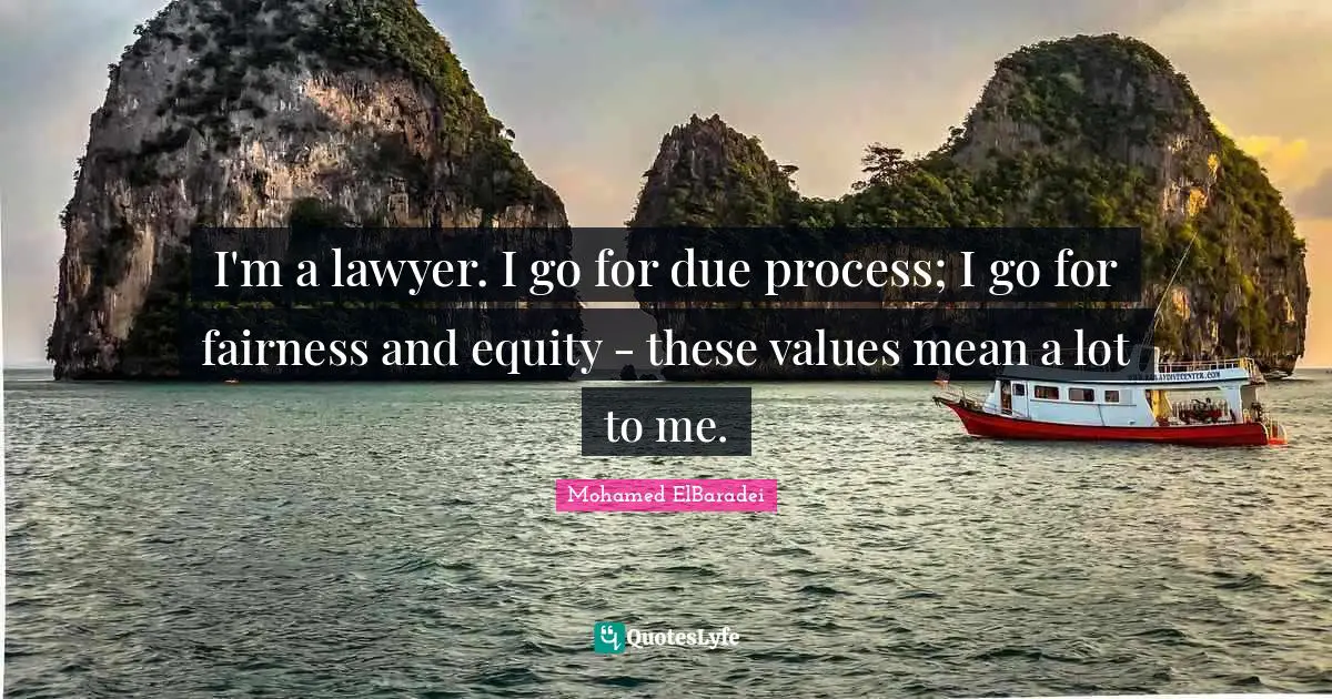I'm a lawyer. I go for due process; I go for fairness and equity - these values mean a lot to me.