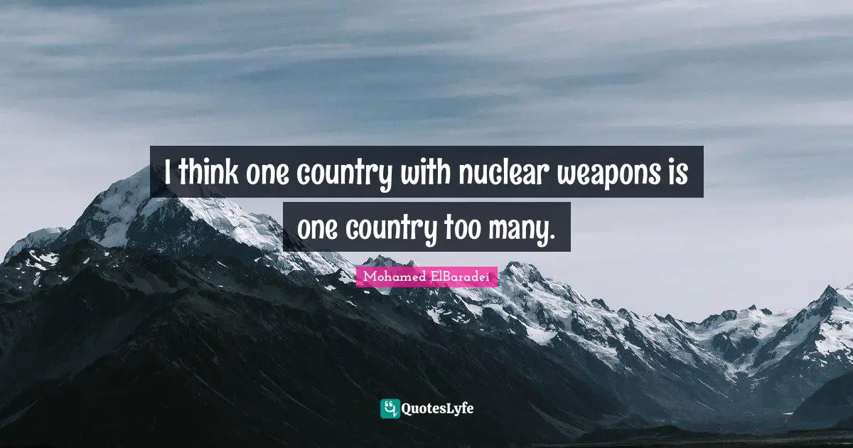 Nuclear Weapons Quotes: "I think one country with nuclear weapons is one country too many."