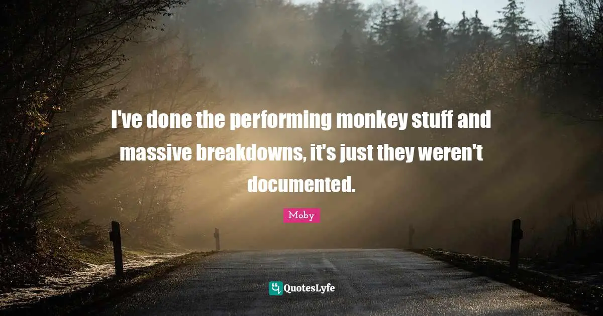 I've done the performing monkey stuff and massive breakdowns, it's just they weren't documented.