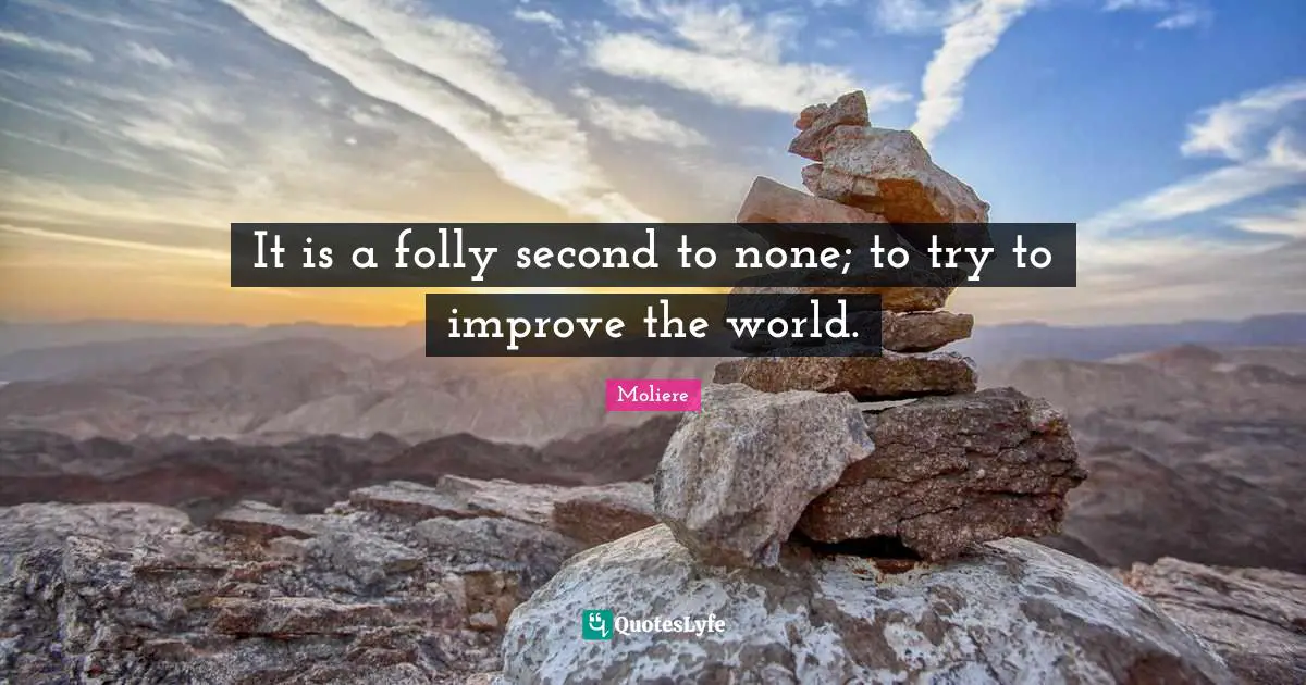 It is a folly second to none; to try to improve the world.