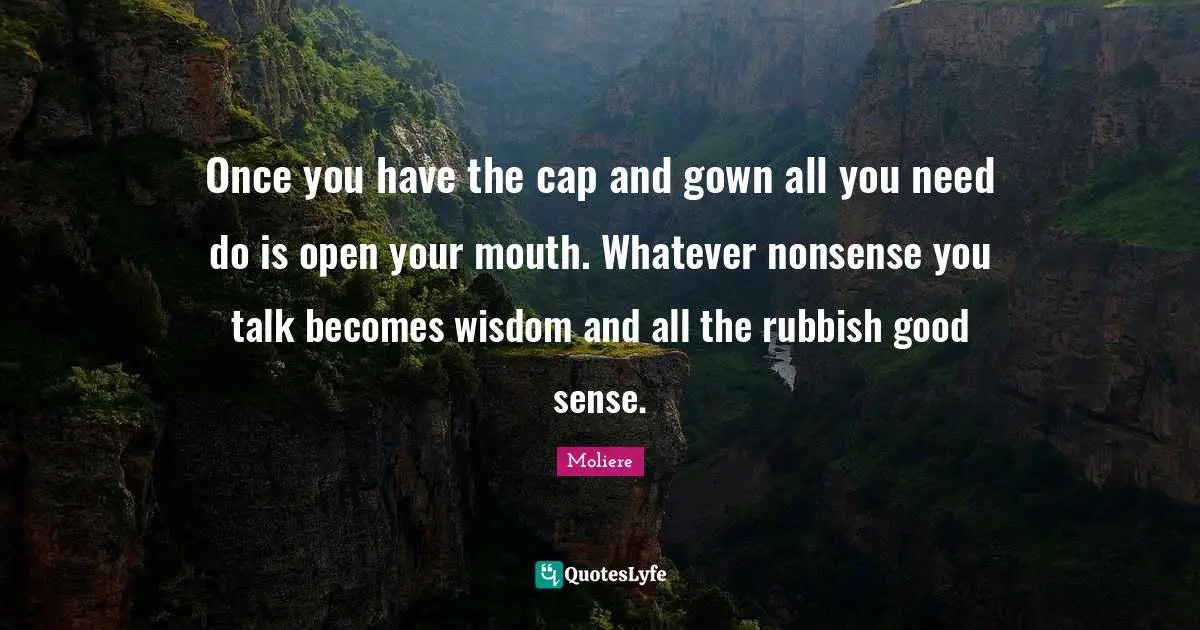 Once you have the cap and gown all you need do is open your mouth. Whatever nonsense you talk becomes wisdom and all the rubbish good sense.