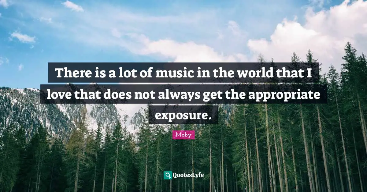 Moby Quotes: "There is a lot of music in the world that I love that does not always get the appropriate exposure."
