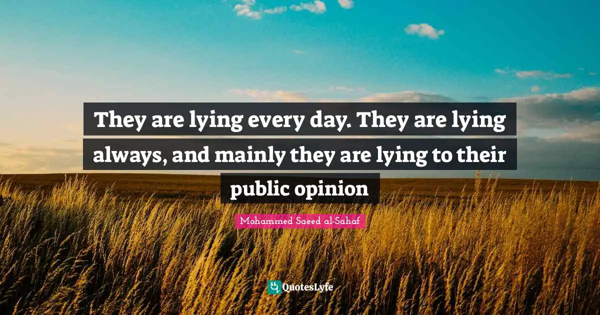 They are lying every day. They are lying always, and mainly they are lying to their public opinion
