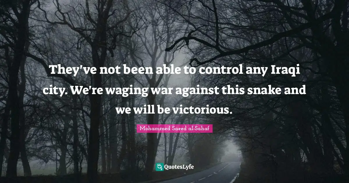 They've not been able to control any Iraqi city. We're waging war against this snake and we will be victorious.