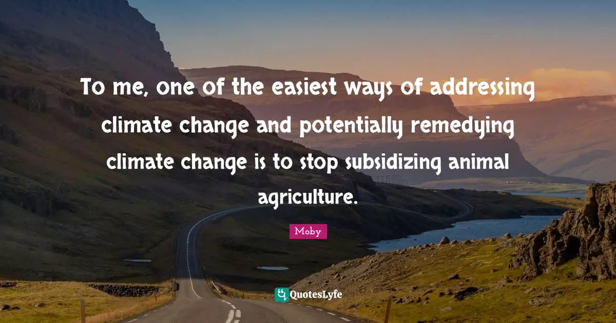To me, one of the easiest ways of addressing climate change and potentially remedying climate change is to stop subsidizing animal agriculture.