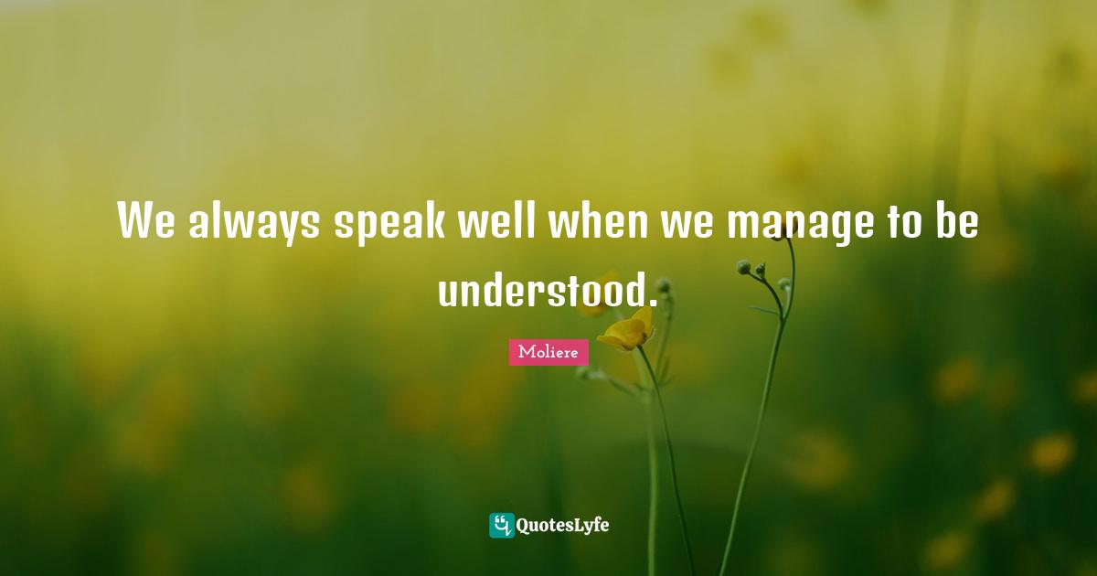 We always speak well when we manage to be understood.