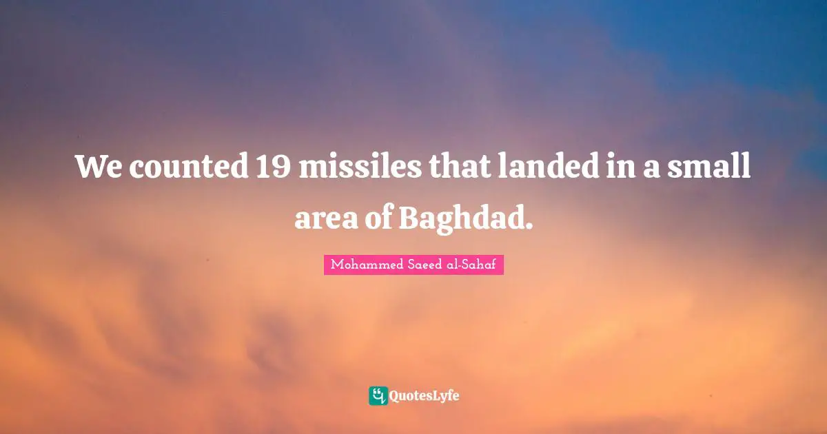 We counted 19 missiles that landed in a small area of Baghdad.