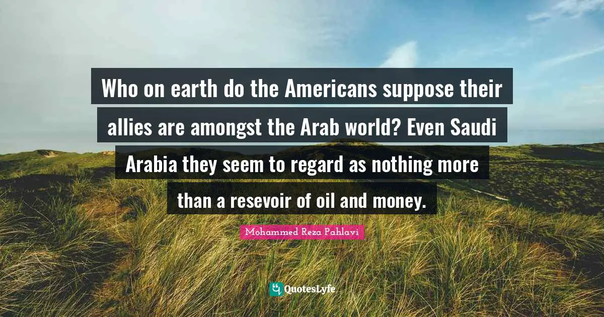 Who on earth do the Americans suppose their allies are amongst the Arab world? Even Saudi Arabia they seem to regard as nothing more than a resevoir of oil and money.