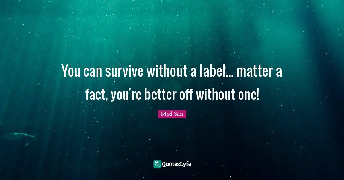 Better Off Quotes: "You can survive without a label... matter a fact, you're better off without one!"