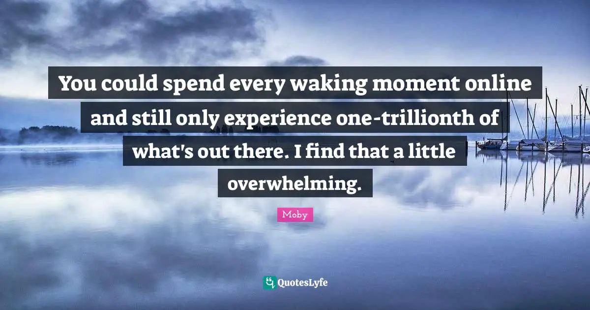 You could spend every waking moment online and still only experience one-trillionth of what's out there. I find that a little overwhelming.