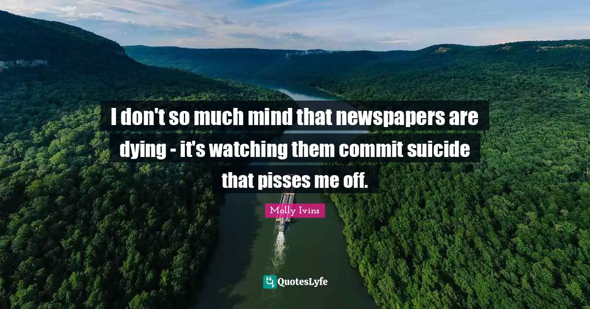 I don't so much mind that newspapers are dying - it's watching them commit suicide that pisses me off.
