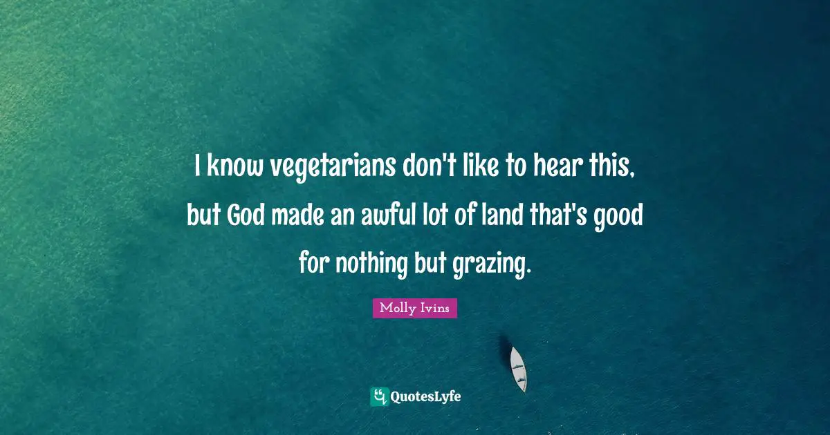 I know vegetarians don't like to hear this, but God made an awful lot of land that's good for nothing but grazing.