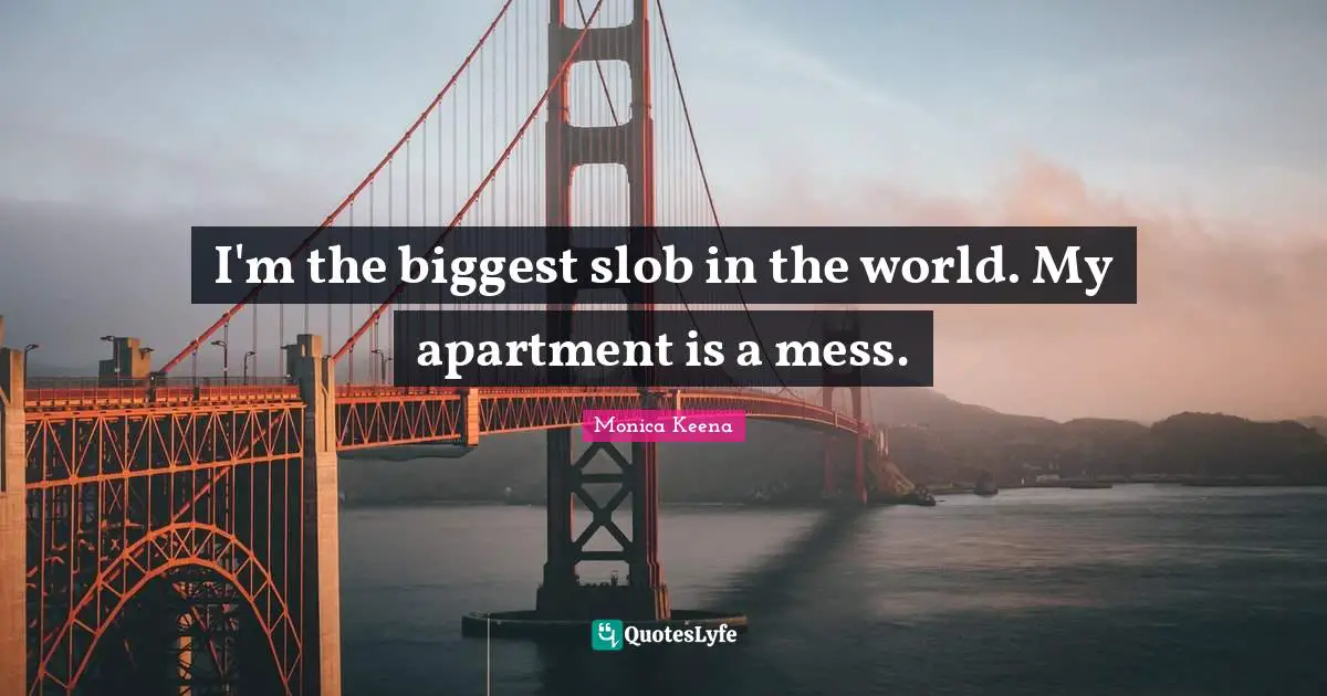 I'm the biggest slob in the world. My apartment is a mess.