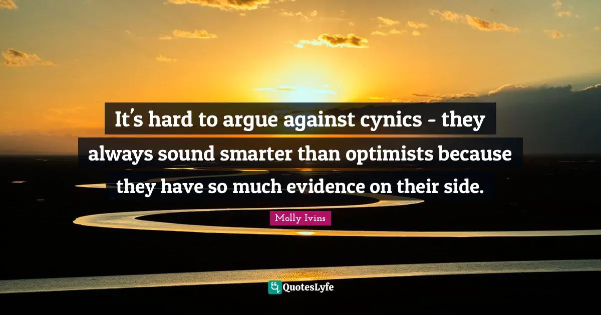 It's hard to argue against cynics - they always sound smarter than optimists because they have so much evidence on their side.